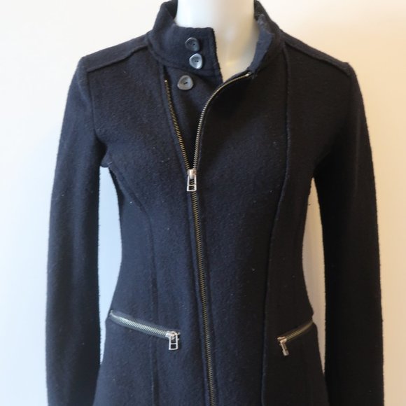 DUARTE BLACK BOILED WOOL FULL ZIP JACKET S * - Picture 5 of 16